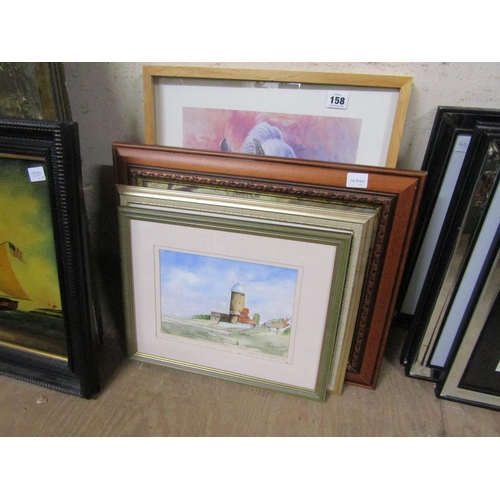 158 - FRAMED PRINTS, WATERCOLOURS ETC