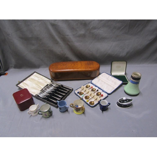 95 - BOX TO INCL MIXED CERAMICS, SILVER PLATE ETC