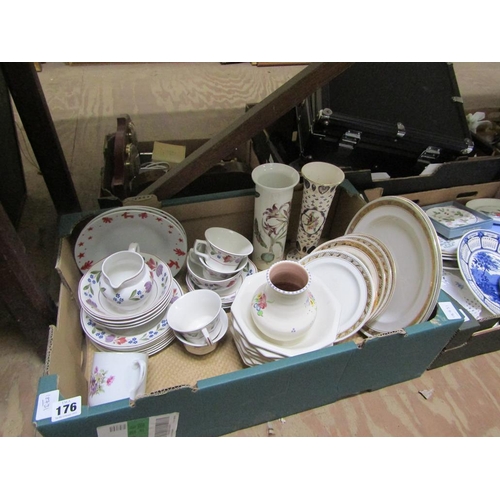 176 - BOX OF CERAMICS ETC TO INCL PORTMEIRION