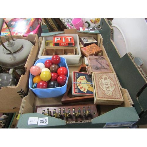 258 - VINTAGE GAMES, BILLIARD BALLS ETC