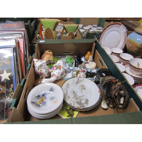 299 - BOX OF CERAMICS - ANIMAL ORNAMENTS ETC