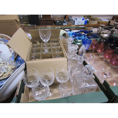 305 - CRYSTAL GLASSWARE - DECANTERS, GLASSES