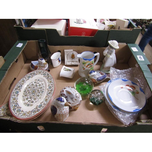 336 - BOX OF MIXED CERAMICS AND GLASSWARE TO INCL WHITEFRIARS