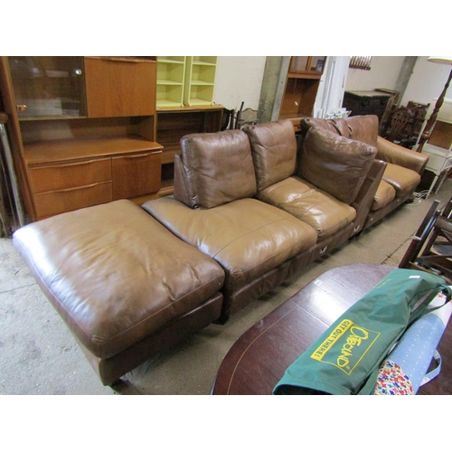 563 - LEATHER CORNER SOFA