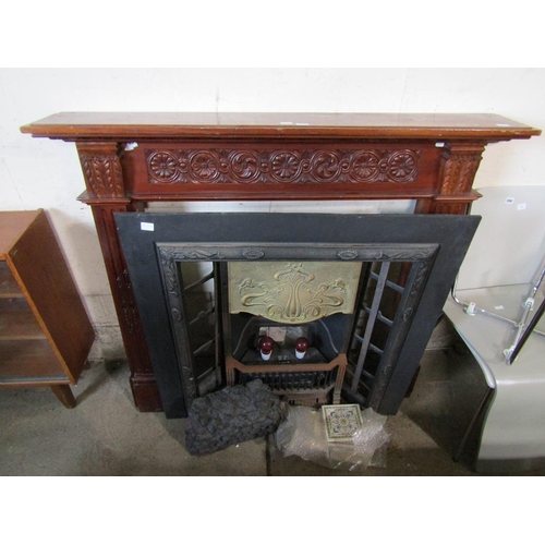 570 - FIRE SURROUND AND CAST IRON FIREPLACE