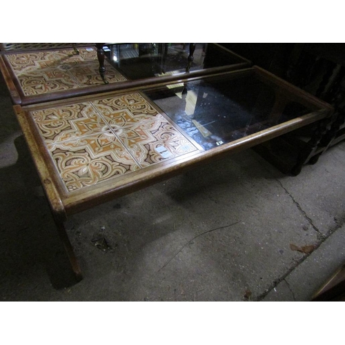 571 - G PLAN TILE TOP AND GLASS OCCASIONAL TABLE