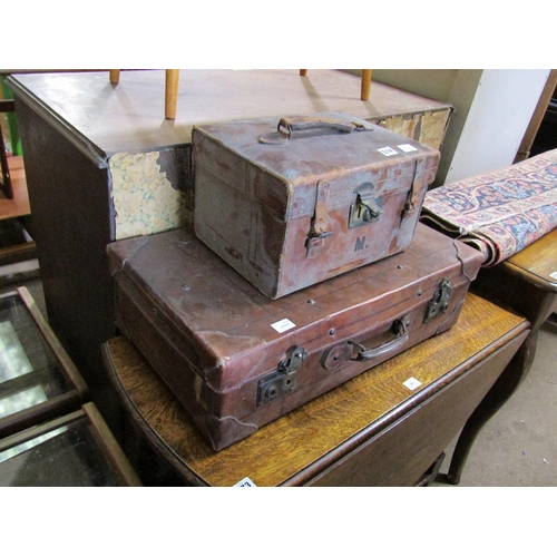 574 - TWO VINTAGE LEATHER SUITCASES