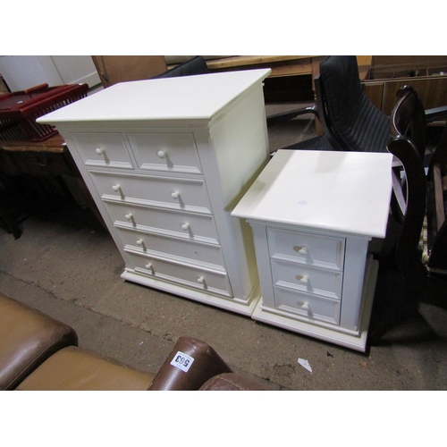 577 - MODERN CHEST OF DRAWERS AND A BEDSIDE CHEST