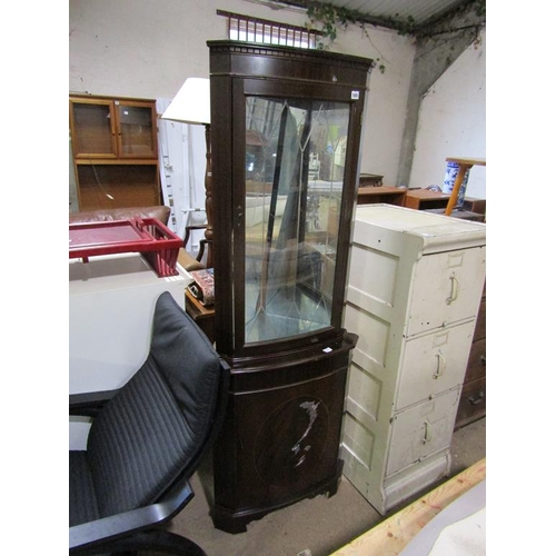 585 - REPRODUCTION MAHOGANY CORNER CUPBOARD