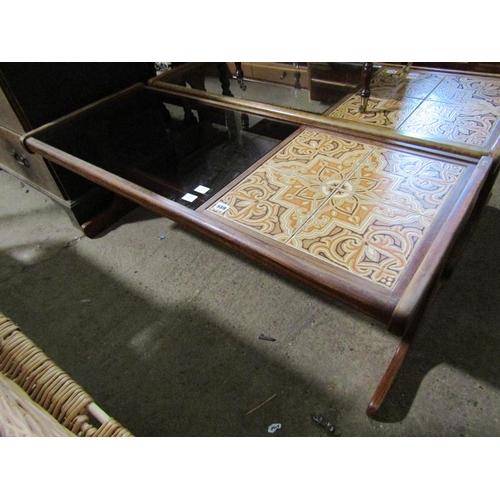 589 - G PLAN TILE TOP AND GLASS COFFEE TABLE