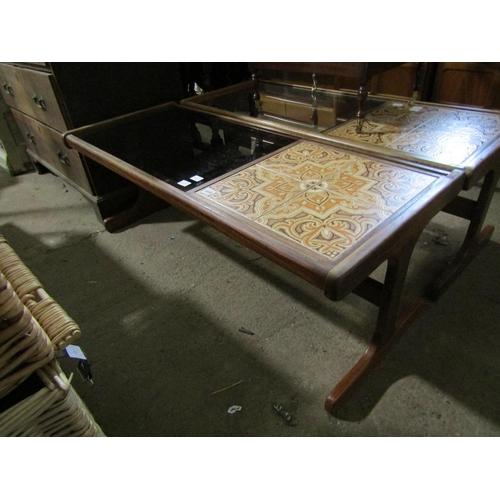 589 - G PLAN TILE TOP AND GLASS COFFEE TABLE