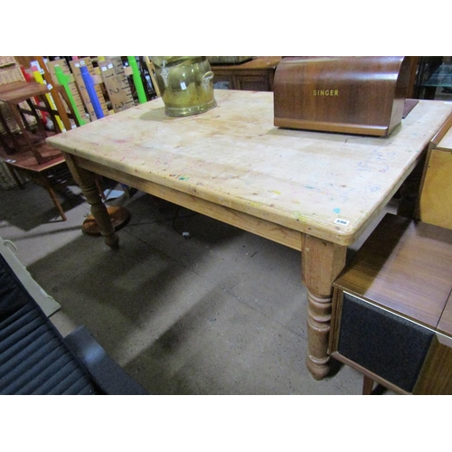 596 - LARGE PINE DINING TABLE