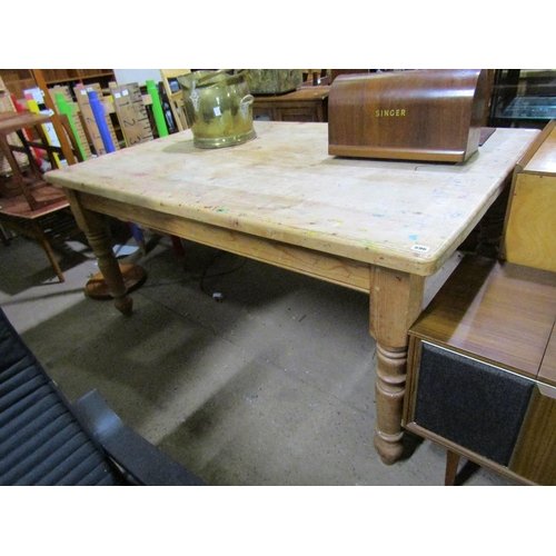 596 - LARGE PINE DINING TABLE