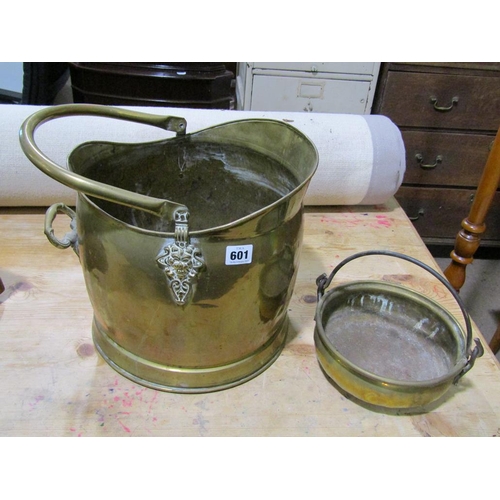 601 - COAL SCUTTLE AND A POT