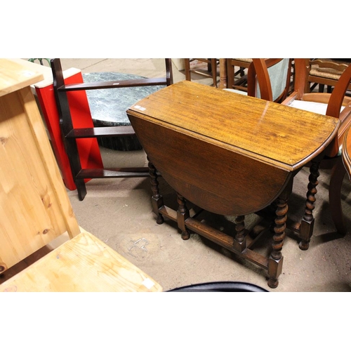 650 - GATELEG TABLE AND A HANGING SHELF