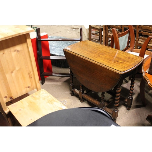 650 - GATELEG TABLE AND A HANGING SHELF