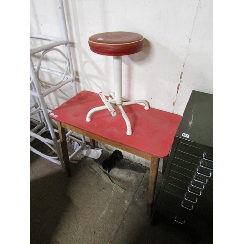 656 - FORMICA TOP TABLE AND A STOOL