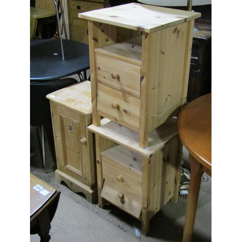 662 - BEDSIDE CUPBOARD AND TWO CHESTS