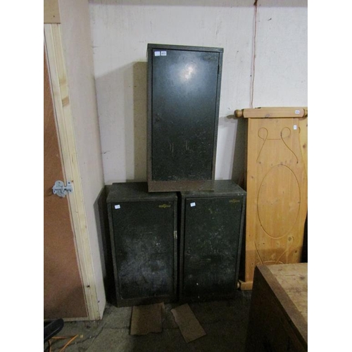 677 - THREE STEEL CUPBOARDS