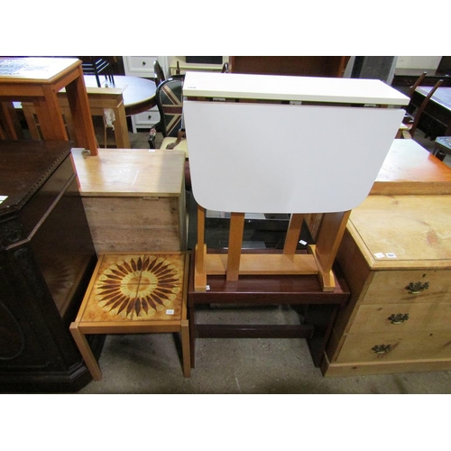 768 - DROP LEAF TABLE, STOOL AND TILE TOP TABLE