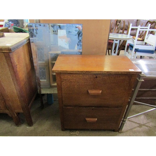 783 - OAK TWO DRAWER CHEST AND MIRROR