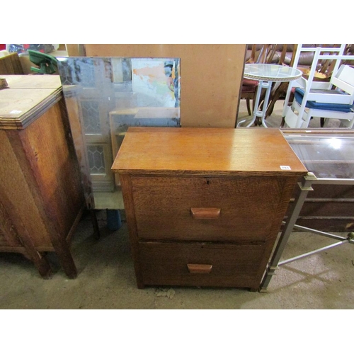 783 - OAK TWO DRAWER CHEST AND MIRROR