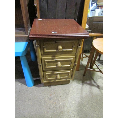 792 - THREE DRAWER BEDSIDE CHEST