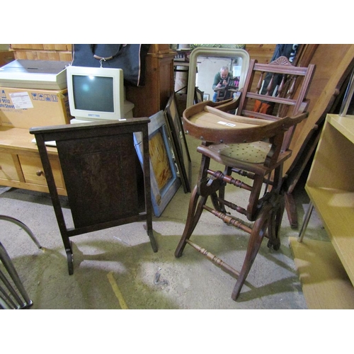 803 - VICTORIAN HIGH CHAIR AND A SCREEN