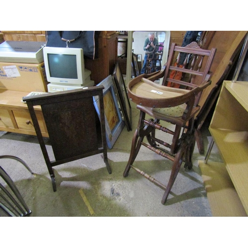 803 - VICTORIAN HIGH CHAIR AND A SCREEN