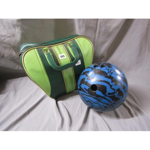 395 - TEN PIN BOWLING BALL AND BAG