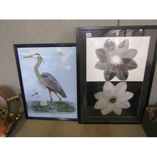 434 - NEEDLEWORK - HERON; PHOTOGRAPHIC PRINT