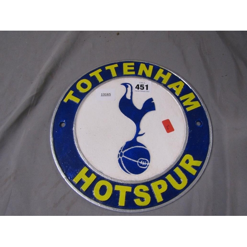 451 - REPLICA CAST IRON TOTTENHAM PLAQUE