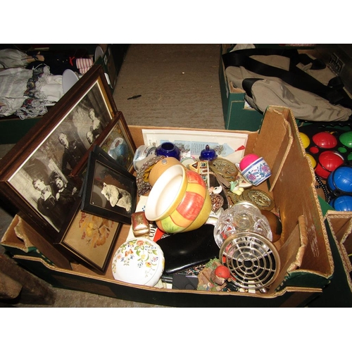 473 - BOX TO INCL ORNAMENTS, CLOCK ETC