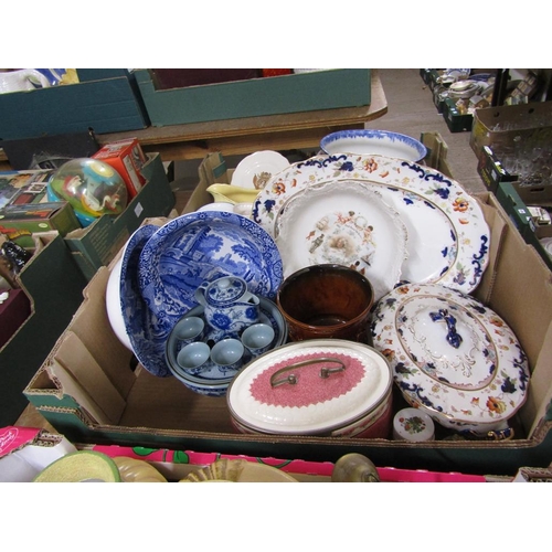 502 - BOX OF CERAMICS TO INCL TEAWARES, SPODE