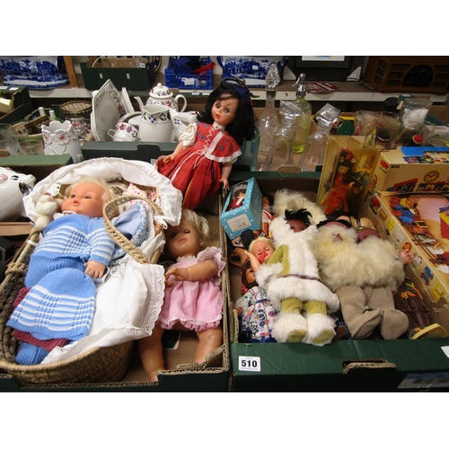 510 - TWO BOXES OF VINTAGE DOLLS