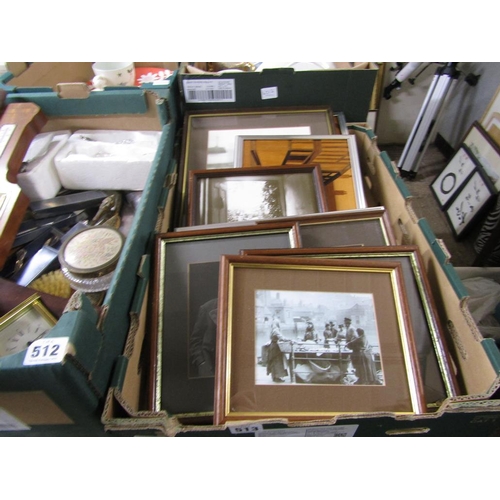 513 - QTY OF PHOTOGRAPHIC PRINTS, MARQUETRY PANELS ETC