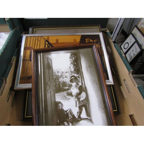 513 - QTY OF PHOTOGRAPHIC PRINTS, MARQUETRY PANELS ETC