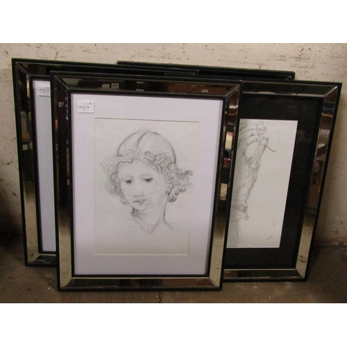 157 - QTY OF FRAMED PENCIL DRAWINGS