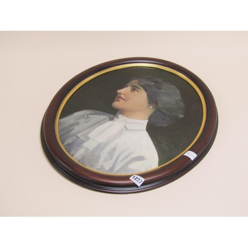 1227 - FRAMED OVAL PORTRAIT OF A LADY, 49CM X 30CM