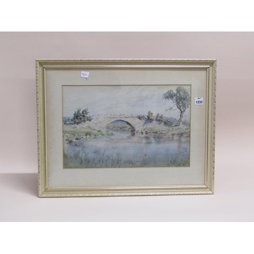 1233 - B ERYE WALKER 1960 - STONE BRIDGE OVER RIVER, SIGNED WATERCOLOUR, F/G, 33CM X 50CM