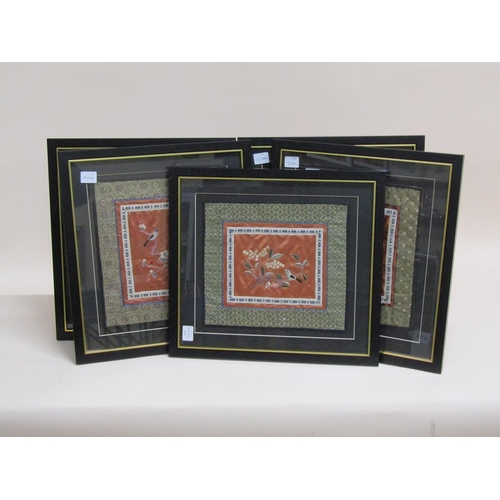 1242 - SIX F/G ORIENTAL NEEDLEWORKS, EACH APPROX 28CM X 25CM