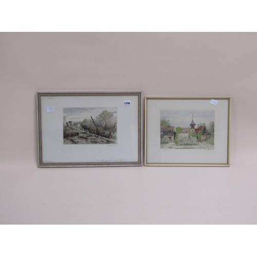 1246 - MARCEL JACQUE - BARBIZON & L'ATTELAGE, SIGNED COLOURED PRINTS, EACH FRAMED, 18CM X 25CM