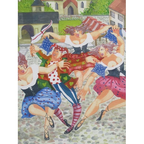 1249 - MONO JAS 04 - MEDIEVAL FAIR & THE DANCE, SIGNED IN MONO, PAIR, 37CM X 26CM