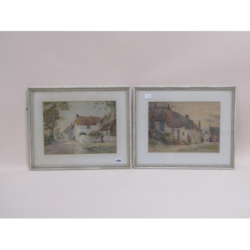 1256 - J E MACE - PAIR, 19C COTTAGE LINED STREETS, EAC APPROX 27CM X 38CM