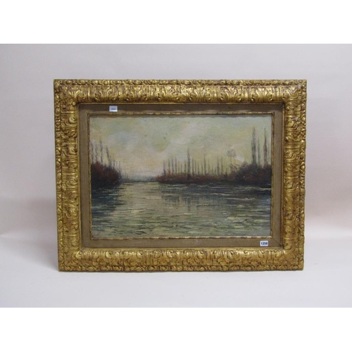 1258 - CLAUDIO MONET - EUROPEAN RIVERSCAPE, OIL ON CANVAS, SIGNED, FRAMED, 49CM X 72CM