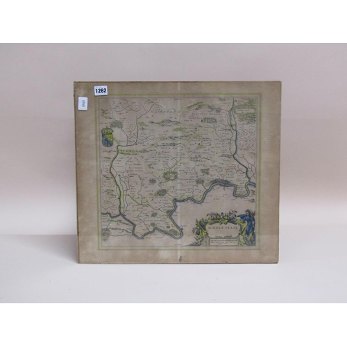 1262 - FRAMED ANTIQUE MAP OF MIDDLESEX, F/G, 38CM X 40CM