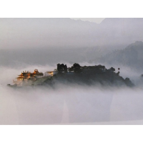 1270 - MATTHIEU RICKARD - PAIR, PHOTOGRAPHIC PRINTS, NAMO BUDDHA & MONKS IN WATERFALL, F/G, 23CM X 35CM