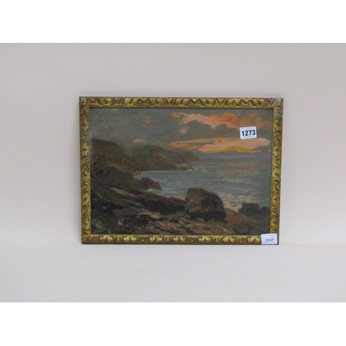 1273 - SIGNED W BORLASE SMART - COASTAL SUNSET, SIGNED OIL ON BOARD, 25CM X 36CM