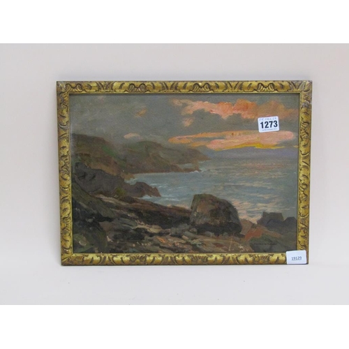 1273 - SIGNED W BORLASE SMART - COASTAL SUNSET, SIGNED OIL ON BOARD, 25CM X 36CM