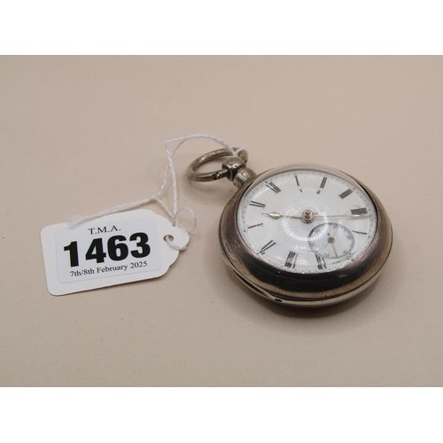 1463 - SILVER CASED ENGLISH LEVER POCKET WATCH IN PAIR CASE